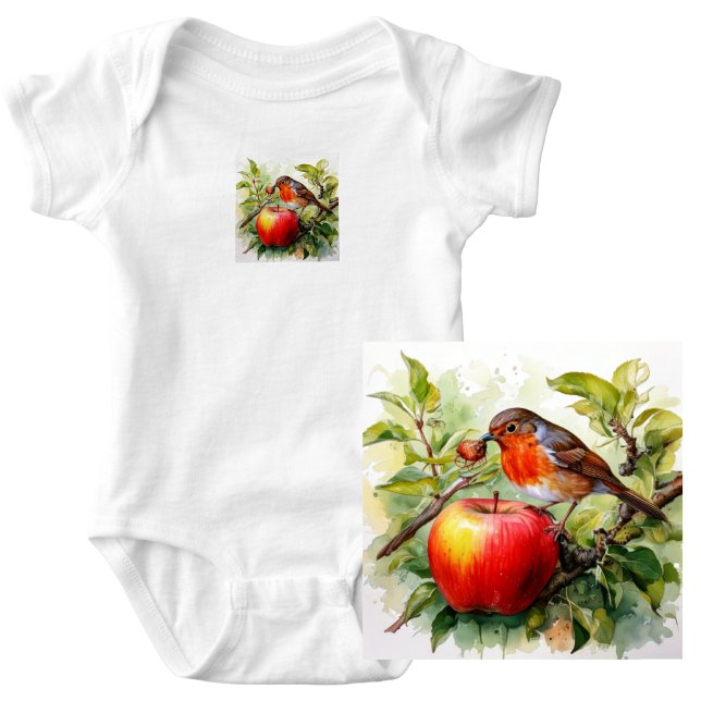 Body Para Bebê Delícia de Pássaro e Maçã Caprichosa (Whimsical Bird & Apple Delight Baby Bodysuit
This enchanting illustration features a vibrant bird.)