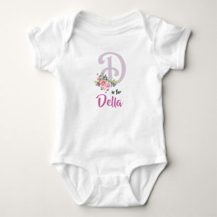 Body Para Bebê Della Name Baby Outfit Letter D Romper Floral Girl