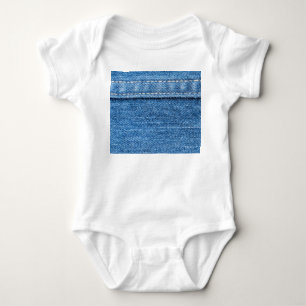 Body Para Bebê Denim Blue: Textura clássica de Jeans.