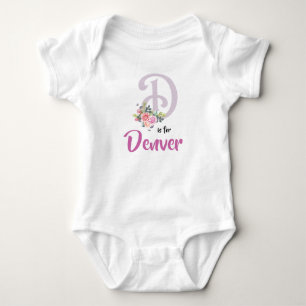 Body Para Bebê Denver Name Baby Outfit - Letra Romper Floral Girl