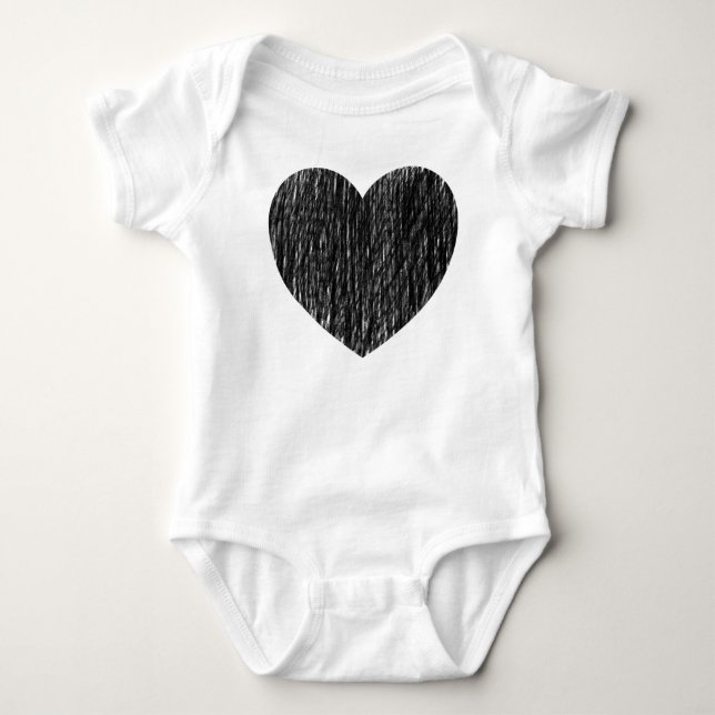 Body Para Bebê Desenhado à lápis - Preto (Frente)