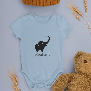 Body Para Bebê Desenhar de Elefante Negro