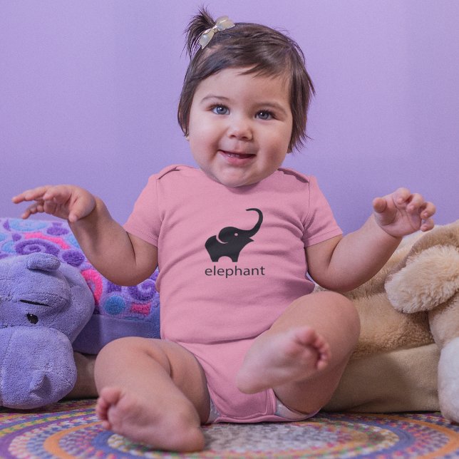Body Para Bebê Desenhar de Elefante Negro (Criador carregado)