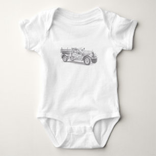 Body Para Bebê desenho a lápis de caminhão de bombeiros vintage