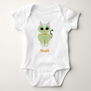 Body Para Bebê Desenho animado de gato fofo verde
