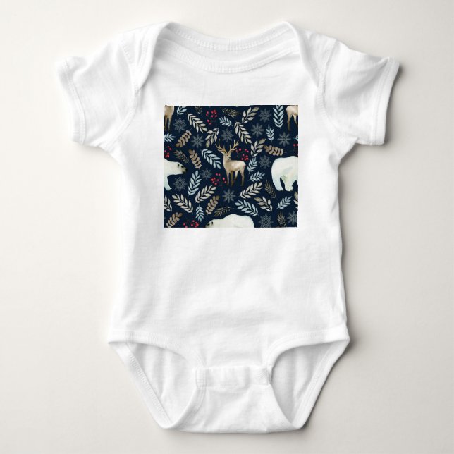 Body Para Bebê Desenho Da Mão Do Urso Da Água (Frente)