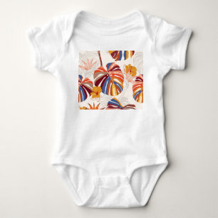 Body Para Bebê Desenho Da Mão Tropical Brilhante