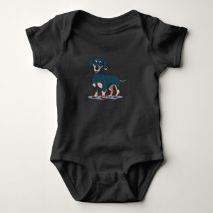 Body Para Bebê Desenho de cachorro Dachshund preto legal