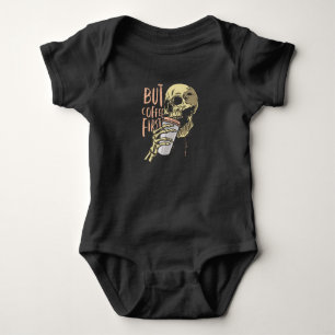 Body Para Bebê Desenho de fã de café de caveira legal