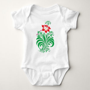 Body Para Bebê Desenho Floral de Flores Ornamentais – Elegante