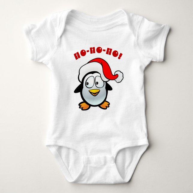 Body Para Bebê Desenhos animados bonitos do pinguim de Papai Noel (Frente)