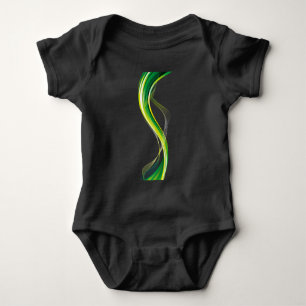 Body Para Bebê Design abstrato de onda verde vertical-34534