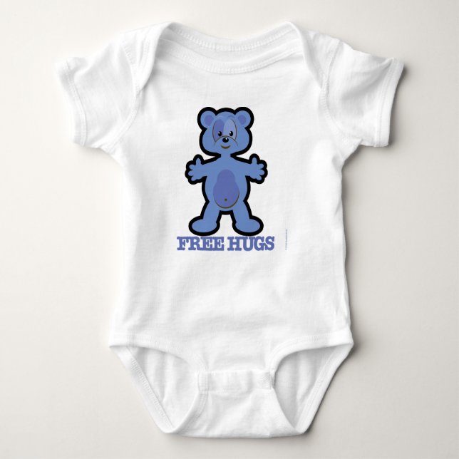 Body Para Bebê Design azul do urso de ursinho dos abraços livres (Frente)