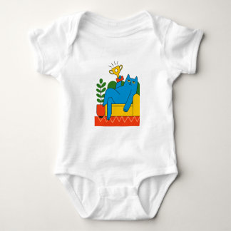 Body Para Bebê Design - Blue Cat Trophy Lounger - T-Shirt Baby