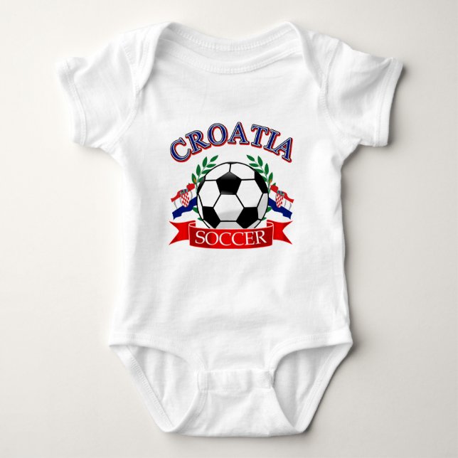 Body Para Bebê Design da bola de futebol de Croatia (Frente)