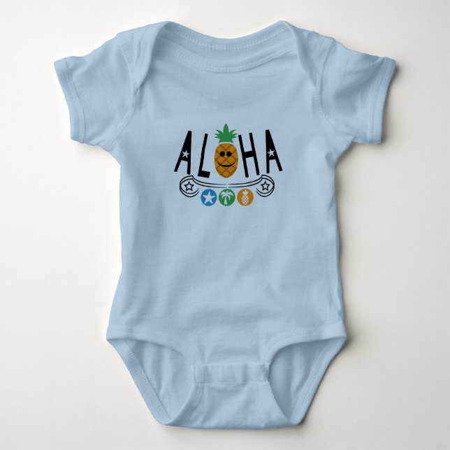 Body Para Bebê Design de Abacaxi Aloha - Bebê Jersey Bodycase (Frente)
