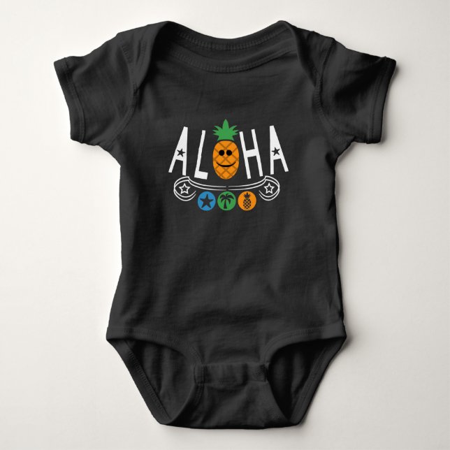 Body Para Bebê Design de Abacaxi Aloha - Bebê Jersey Bodycase (Frente)