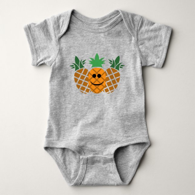 Body Para Bebê Design de abacaxi Feliz - Bebê Jersey - Bodusco (Frente)