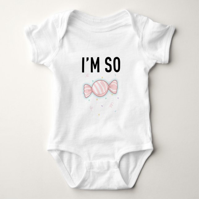 Body Para Bebê Design de Bala Doce Bebê - "SOU TÃO DOCE" (Frente)