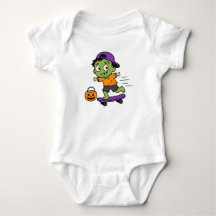 Design de Bebê de Halloween de Zumbi Fofo de Skate