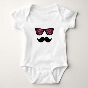 Body Para Bebê Design de bigode Leopardo Rosa Quente