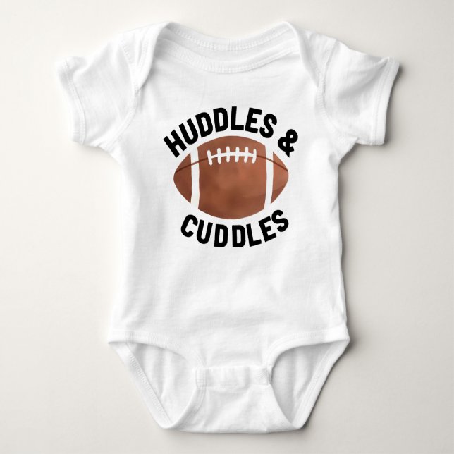 Body Para Bebê Design de Bola de Futebol Americano Huddles e Cudd (Frente)
