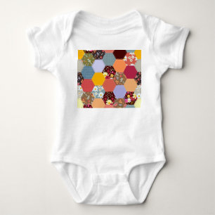 Body Para Bebê Design de Coloração das Flores de Hexágono Colorid