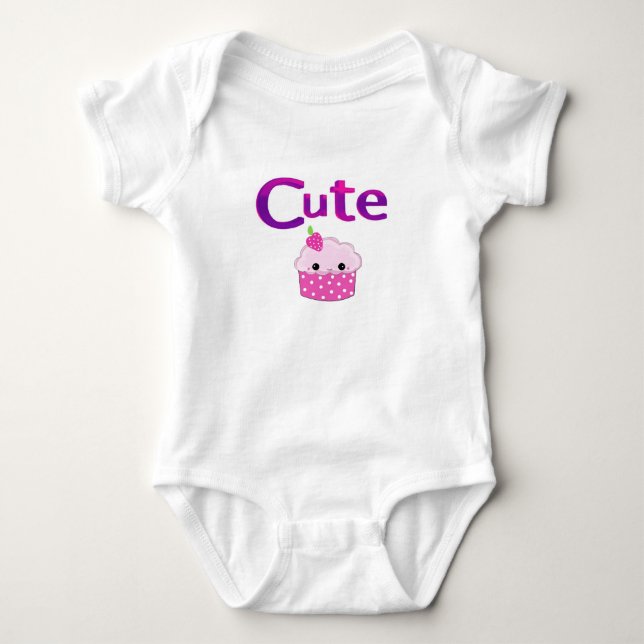 Body Para Bebê Design de Cupcake Fofo (Frente)