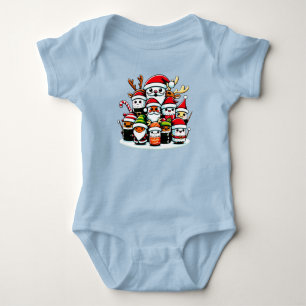 Body Para Bebê Design de Férias Festivas de Natal Sushi