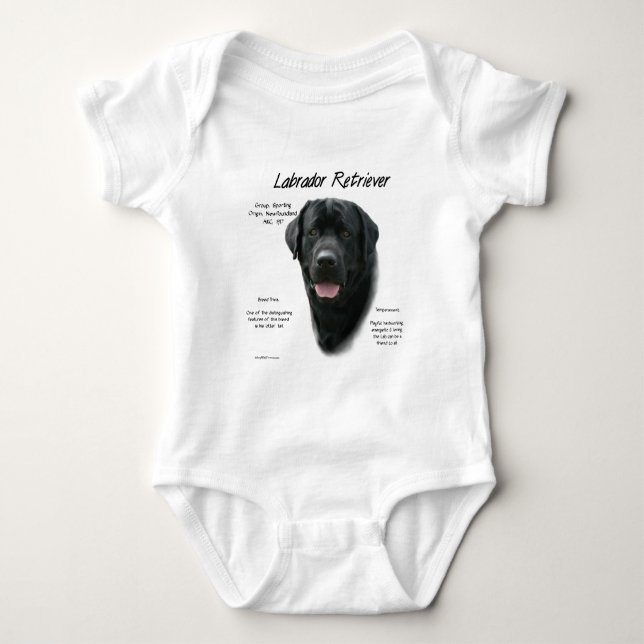 Body Para Bebê Design de História do Labrador Retriever (preto) (Frente)
