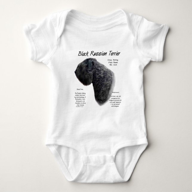 Body Para Bebê Design de História do Terrier Negro Russo (Frente)