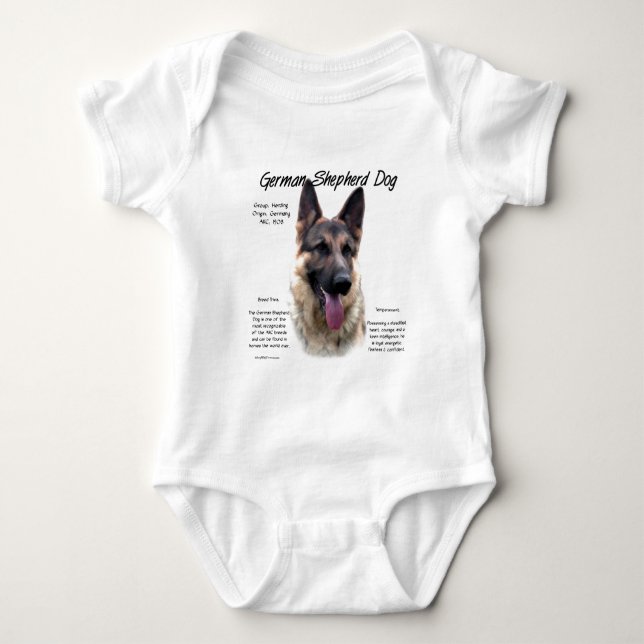 Body Para Bebê Design de Histórico de Cães german shepherd (Frente)