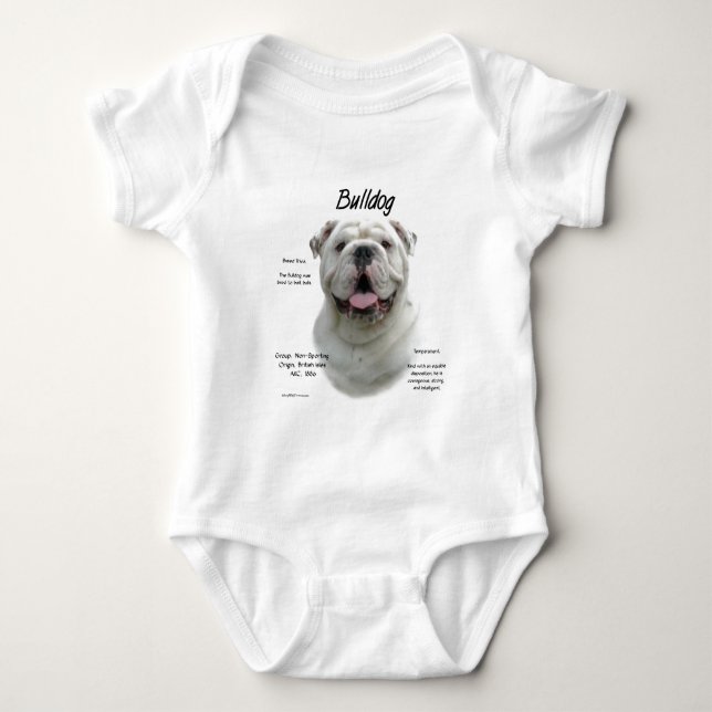 Body Para Bebê Design de Histórico do Buldogue (Frente)