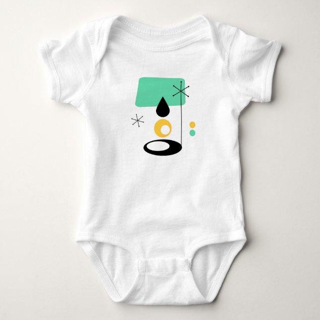 Body Para Bebê design de lâmpada moderno de meados do século azul (Frente)
