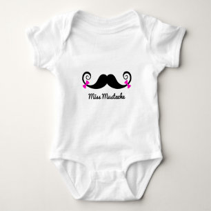 Body Para Bebê Design de Miss Mustache com arcos cor-de-rosa