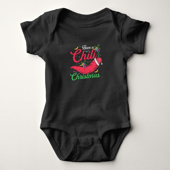 Body Para Bebê Design de Natal com pimenta quente, Unisex (Frente)