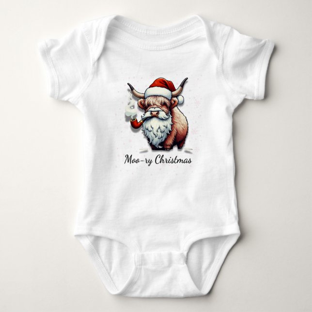Body Para Bebê Design de Natal Moo-ry (Frente)