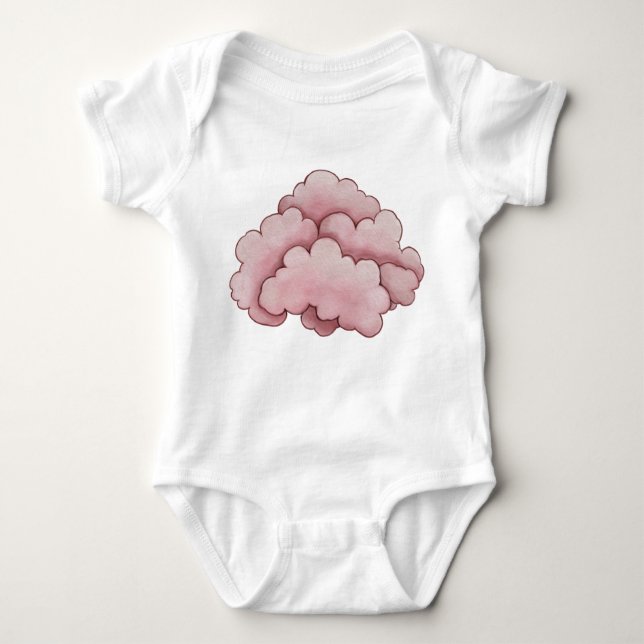 Body Para Bebê Design de Nuvens Rosa Sonhentas - Suave e Whimsica (Frente)