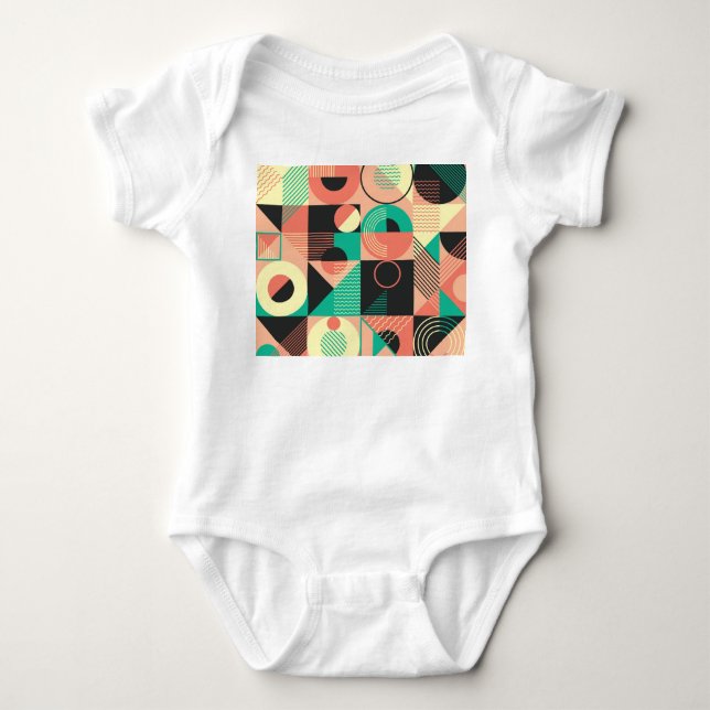 Body Para Bebê Design de Padrão Geométrico Retroativo (Frente)