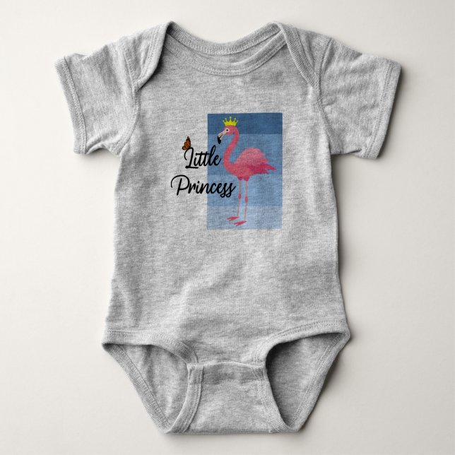 Body Para Bebê Design de Pequena Princesa Flamingo Rosa - Jersey  (Frente)