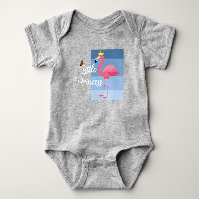 Body Para Bebê Design de Pequena Princesa Flamingo Rosa - Jersey  (Frente)