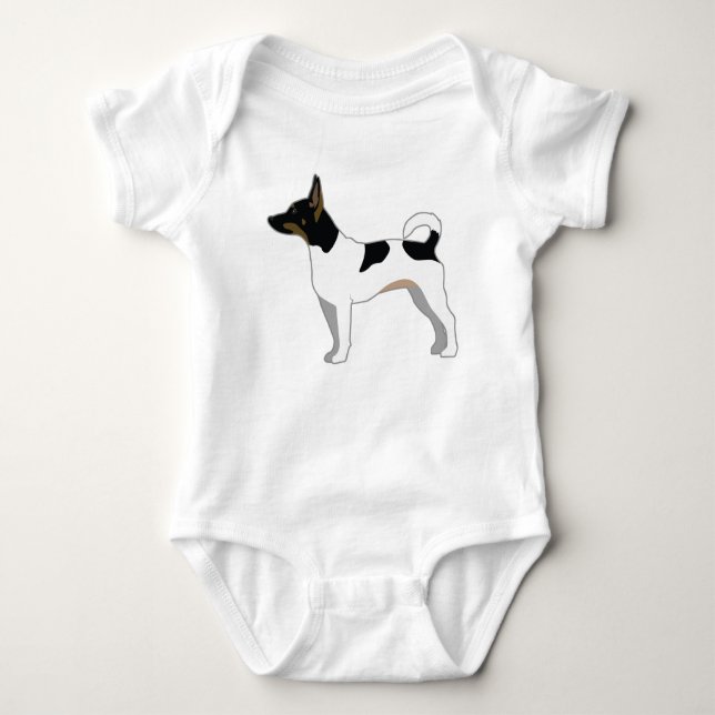 Body Para Bebê Design de Silhueta Básica de Rat Terrier (Frente)
