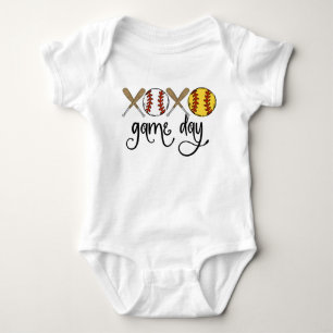 Body Para Bebê Design de Sublimação do Dia de Jogo de Softball