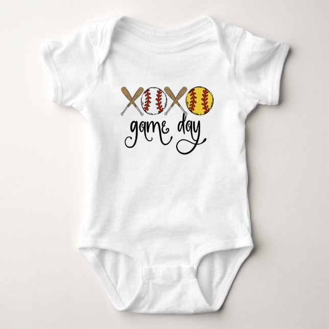 Body Para Bebê Design de Sublimação para Dia de Jogo de Softbol e (Frente)
