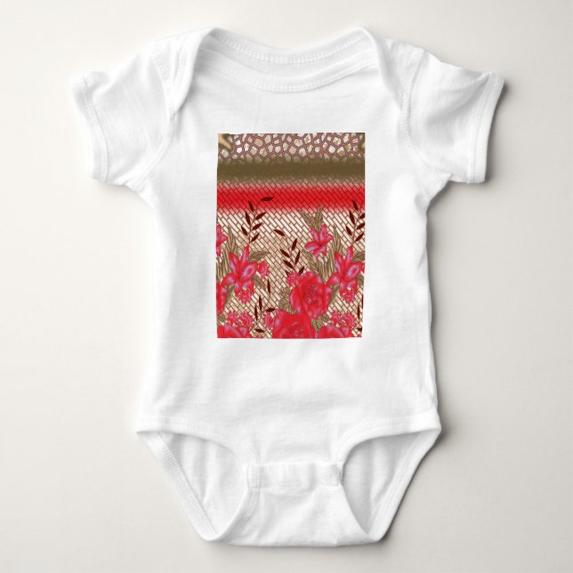 Body Para Bebê Design de tecido de intricato com padrões florais (Frente)