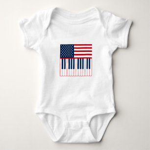 Body Para Bebê Design de Teclado de Piano da Bandeira Americana