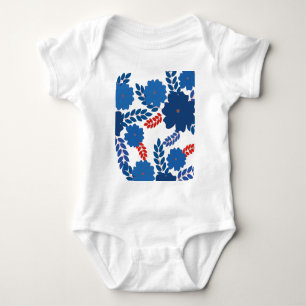 Body Para Bebê Design de vetor de flores azuis simples