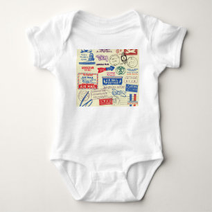 Body Para Bebê Design do Conjunto de Carimbos do Documento Vintag