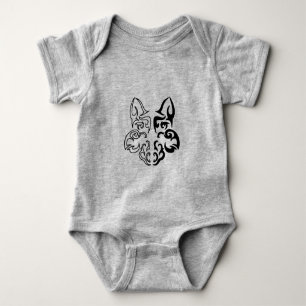 Body Para Bebê Design do Lobo Negro e Branco