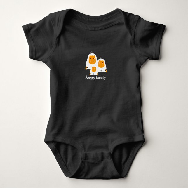 Body Para Bebê Design dos Macacos da família zangada (Frente)